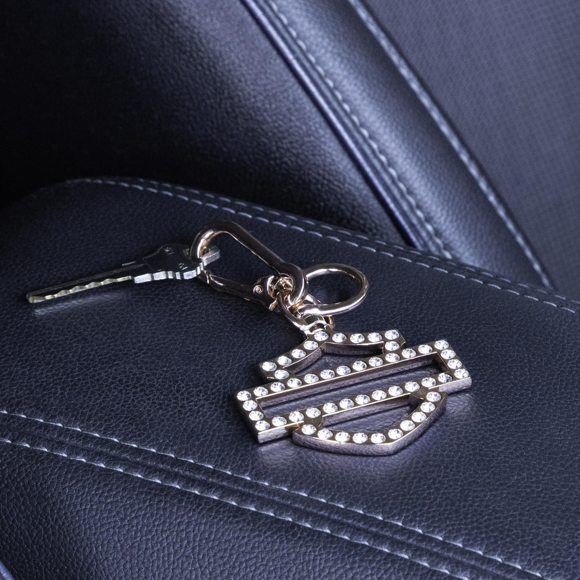 Harley-Davidson Silhouette Embellished Bar & Shield Logo Key Chain, Rose Gold, Harley Davidson