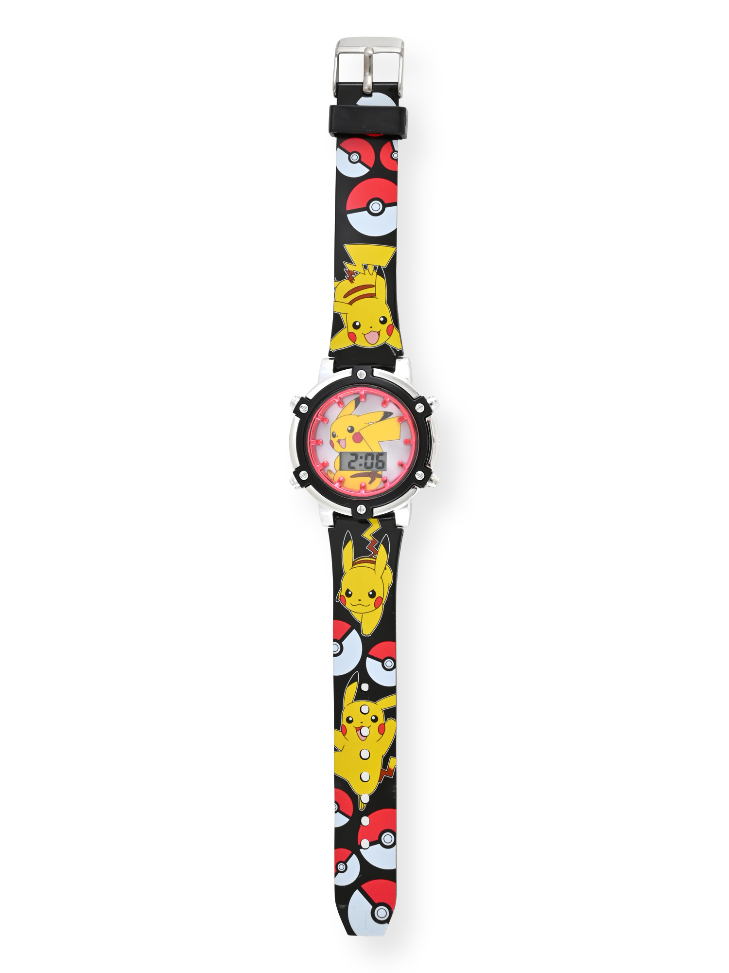 Pokemon Unisex Childrens LCD Wristwatch with Flashing Light Dial and Printed Strap (POK4417WM)