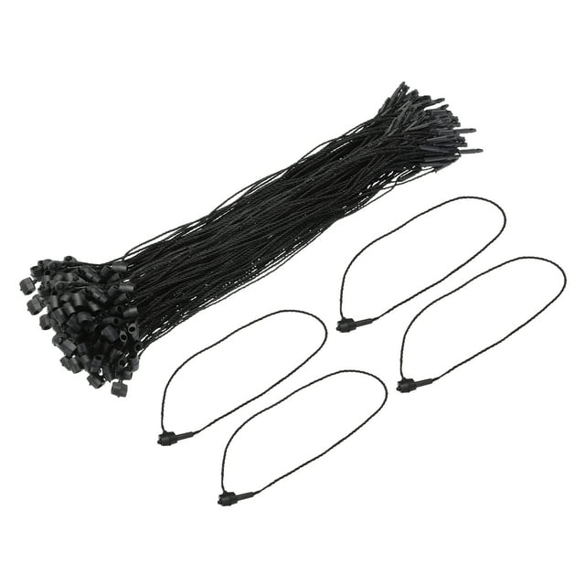 Unique Bargains Polyester Rope Hang Tag String Snap Lock Plastic Tags Ties 200mm/7.87' Length,0.5mm/0.02' Dia,Pack of 200,Beige