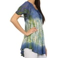 thumbnail image 4 of Sakkas Dina Relaxed Fit Sequin Tie Dye Embroidery Cap Sleeves Blouse / Top - Blue / Beige - One Size, 4 of 5
