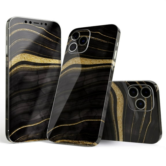 Design Skinz Vivid Agate Vein Slice Foiled V9 Full Body Skin Decal Wrap Kit Compatible with Apple iPhone 12 Mini (Screen Trim & Back Skin)