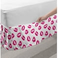 thumbnail image 2 of Kiss Bed Skirt, Vibrant Colored Lipstick Kiss Print Smooch Abstract Hot Pink Grungy Look Feminine, Elastic Bedskirt Dust Ruffle Wrap Around for Bedding Decor, 4 Sizes, Fuchsia White, by Ambesonne, 2 of 2