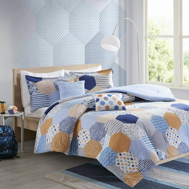 Trevor Comforter Set Blue Orange Full Queen Bedtime Never Looked So Good With The Urban Habitat Kids 5 Piece This Is Made From 100 By Com Urban Habitat Kids, Urban Habitat Shark Bedding Full