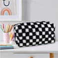 thumbnail image 2 of Pen+Gear Plush Pencil Pouch, Black & White Checked Polyester, Black Zip, Middle and High School, 2 of 4