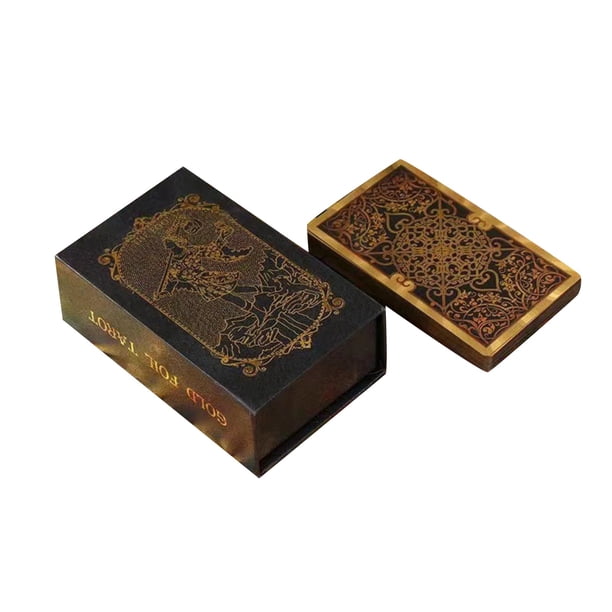 Barajas de Tarot: Gold Foil Tarot Cards Color Printed Tarot Cards Instructions Desk Travel Plastic PVC Waterproof Tarot Cards