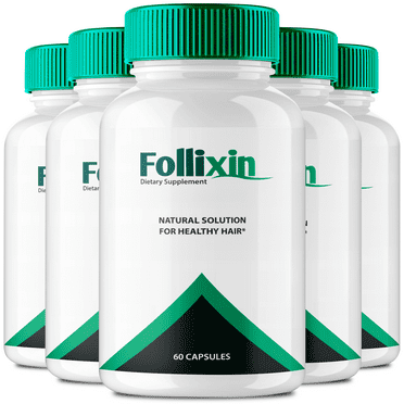 Follixin Hair Growth Capsules, Follixin Hair Health Supplement Pills - Maximum Strength, Follixin Hair Nurture, Strengthen & Revitalize with All Natural Formula (5 Pack)