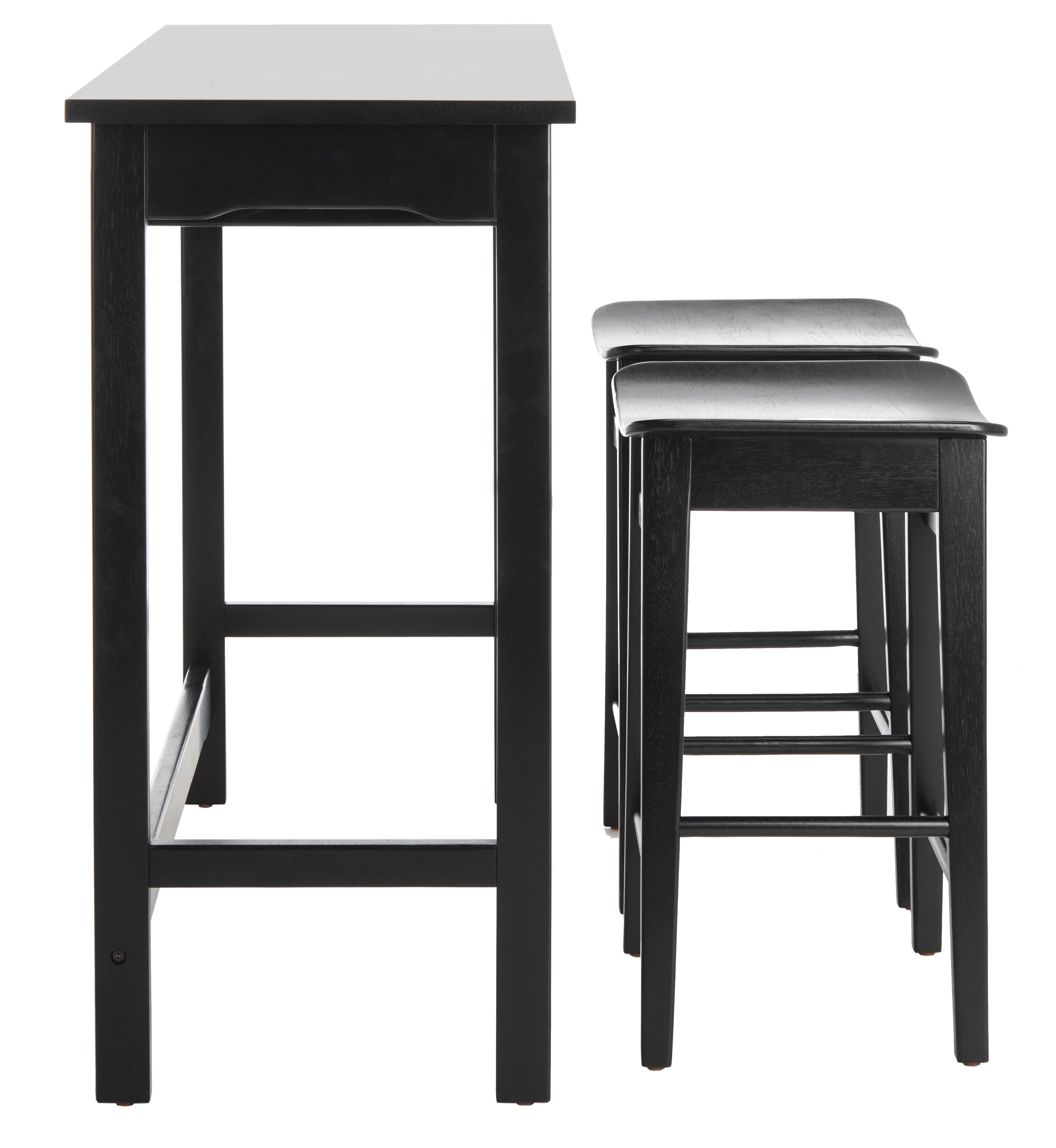 SAFAVIEH Colbie 3 Piece Easy Storage Solid Pub Set, Black