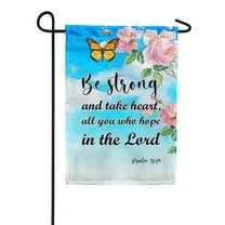 America Forever Bible Verse Garden Flag - 12.5 x 18 inch - Psalm 31:24 Courage From The Lord - Christian Quotes Religious Outdoor Yard Decorative Inspirational Faith Flag