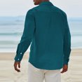 thumbnail image 5 of JULMCOMO Mens Shirts Short Sleeve Casual Dress Shirt Button Down Beach Shirt Vacation Solid Color Summer Tops,Cyan, 5 of 6