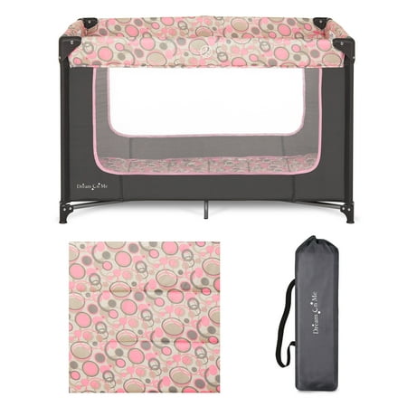Dream On Me Zodiak Portable Play Yard With Carry Bag, Grey/Pink