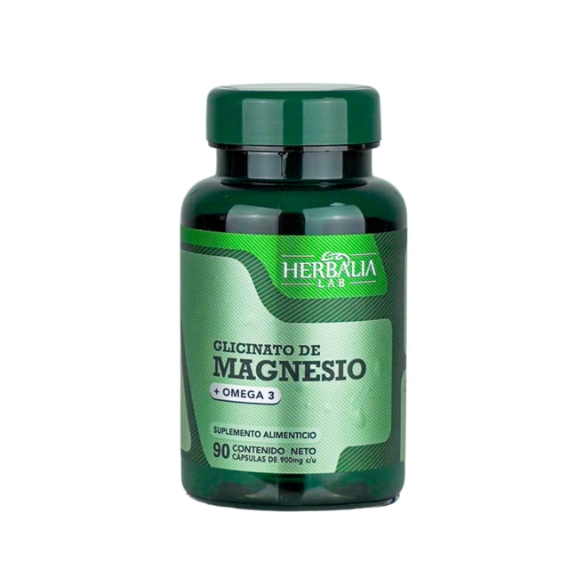 Glicinato de Magnesio 400mg Herbalia Lab Omega 3 90 Cápsulas