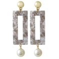 thumbnail image 2 of Boho Hollow Rectángulo Acrílico Pendientes de gota para mujer Fiesta de boda - gris Hugo aretes colgantes rectangulares, 2 of 7