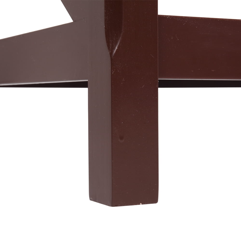 Lowestbest Wood End Table, Cross Solid Wood Legs with 2 Drawer, Tables for Living Room, Brown