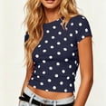 thumbnail image 7 of SAWOBUUN Women Cute Polka Dot T Shirt Short Sleeve Slim Stretch Crew Neck Trendy Summer Top, 7 of 7
