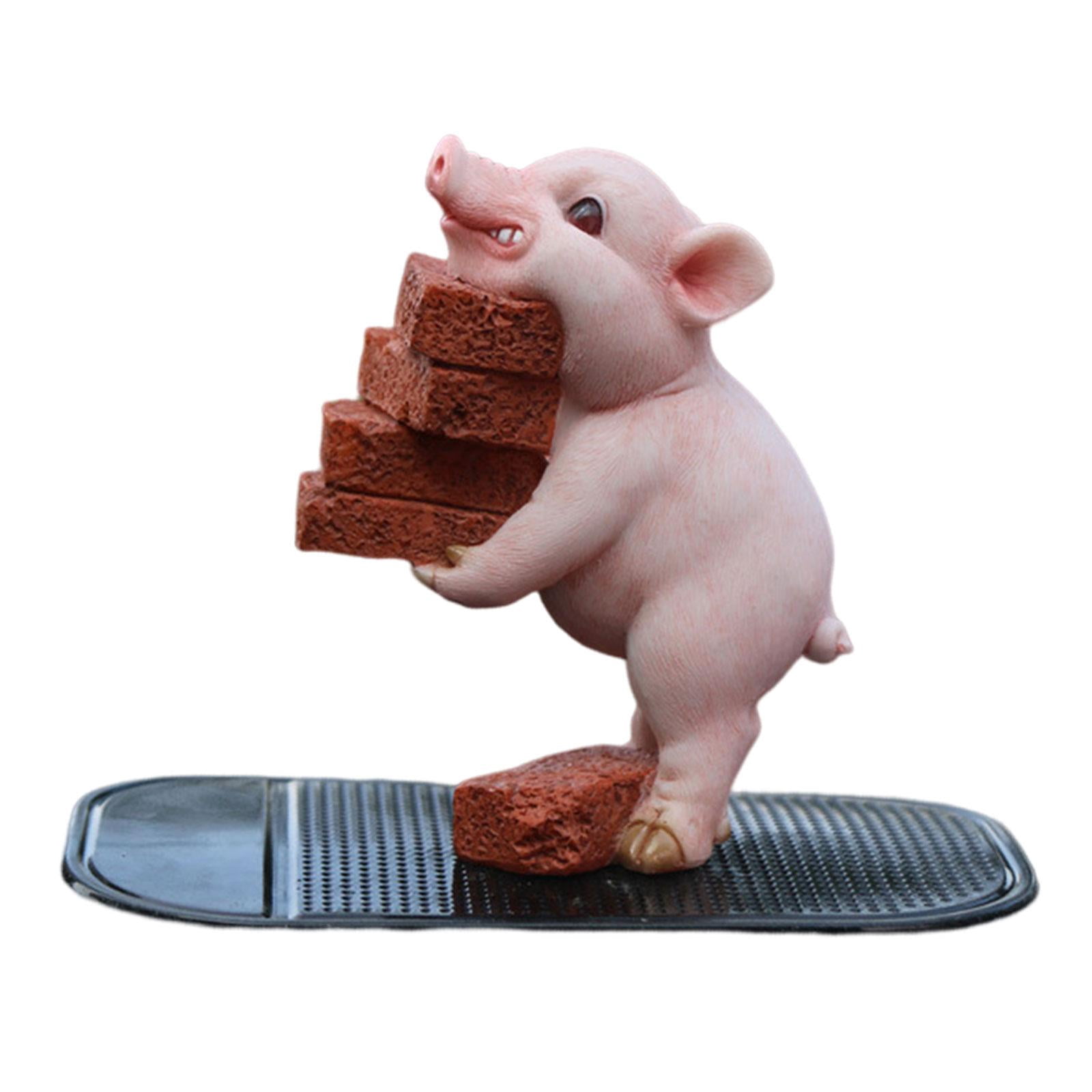 Miniature Pig Garden Statue, Resin Pig Figurine, Small Pig Sculpture Ornament Kids Toy Rustic Statue Animal Figurine for Farm Outside A 8.5x5x10cm
