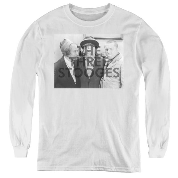 Three Stooges Cutoff Youth Long Sleeve Tee White
