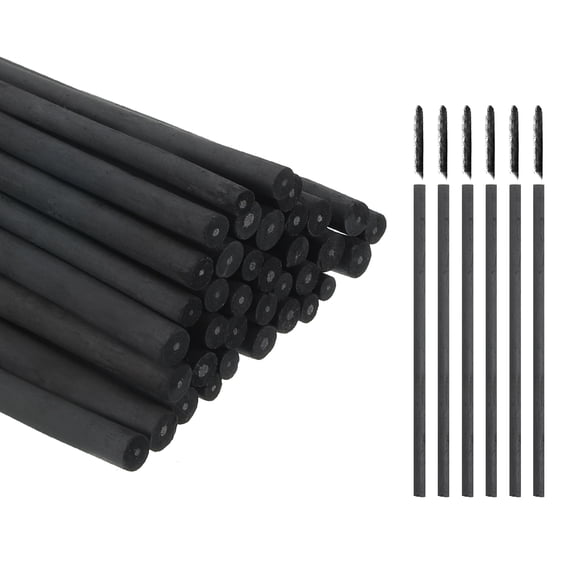 Uxcell Willow Charcoal Sticks, 2-4mm Willow Charcoal Pencils Soft Sketch Vine Art Supplies Set for Drawing Sketching Shading Painting Artists Beginners (Black, Pack of 50)