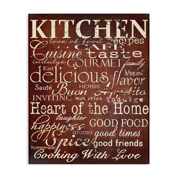 Stupell Industries Victorian The Stupell Home Decor Collection Words in the Kitchen, Off Red Canvas Art, 36 x 48, by Gplicensing