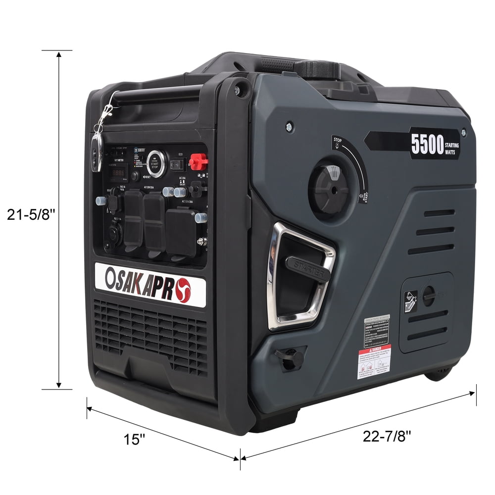 Super Quiet 5.5KW Portable Inverter Generator Dual Fuel Gas & LPG 224cc 4-Stroke Electric & Remote Start Foldable Handle Wheels CO Sensor EPA Compliant