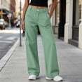 thumbnail image 2 of ZHYou No Boundarie Women's Cargo Wide Leg Pants High Waist Straight Casual Loose Fit Workwear Trousers with Flap Pockets,Green,Size XL, 2 of 8