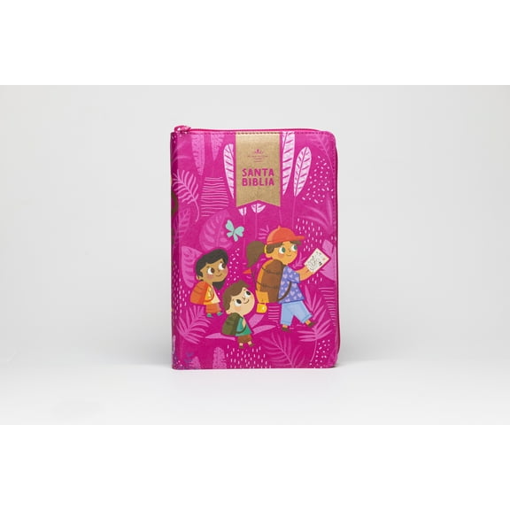 Bible RVR 1960 Interactive Children's Bible Large Print Pink Simile Leather-Like With Closure