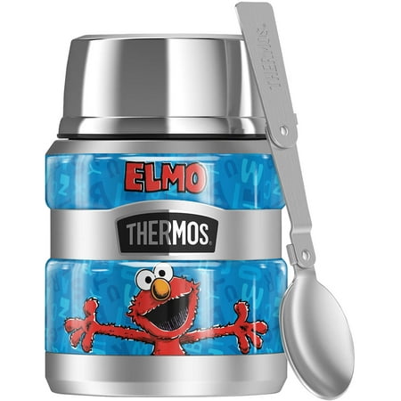 

Sesame Street Elmo Character THERMOS STAINLESS KING Stainless Steel Food Jar with Folding Spoon Vacuum insulated & Double Wall 16oz
