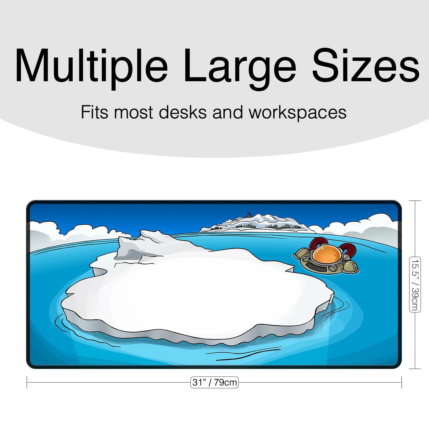 Iceberg-Themed Gaming Desk Mat, Extended Large Mouse Pad for Gamers, Waterproof & Smooth Surface
