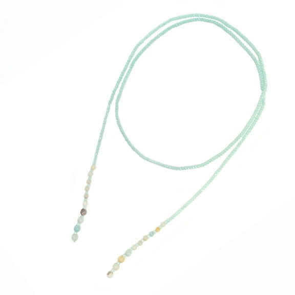 Beaded Lariat Wrap Necklace, Aqua Blue