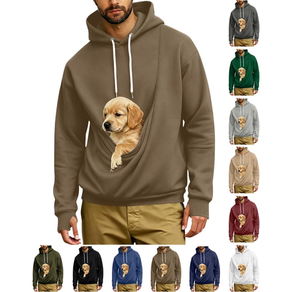 Harcomeey Pet Carrier Hoodies for Men,Oversized Long Sleeve Cozy Soft Pet Hooded Sweatshirts with Pocket Fall Clothes