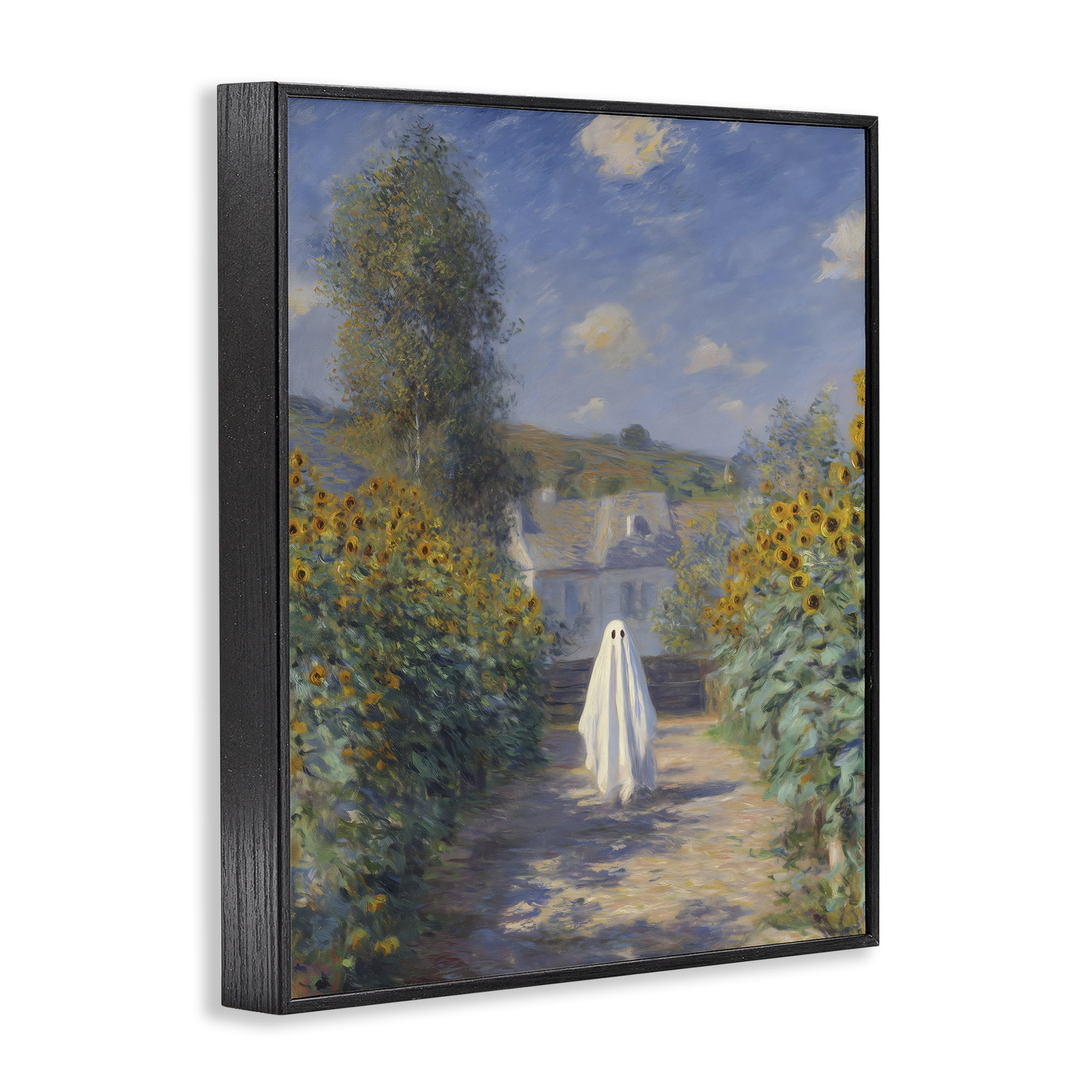 Monet Style Sunflower Ghost Black Framed Giclee Art, design by Arlington Prints