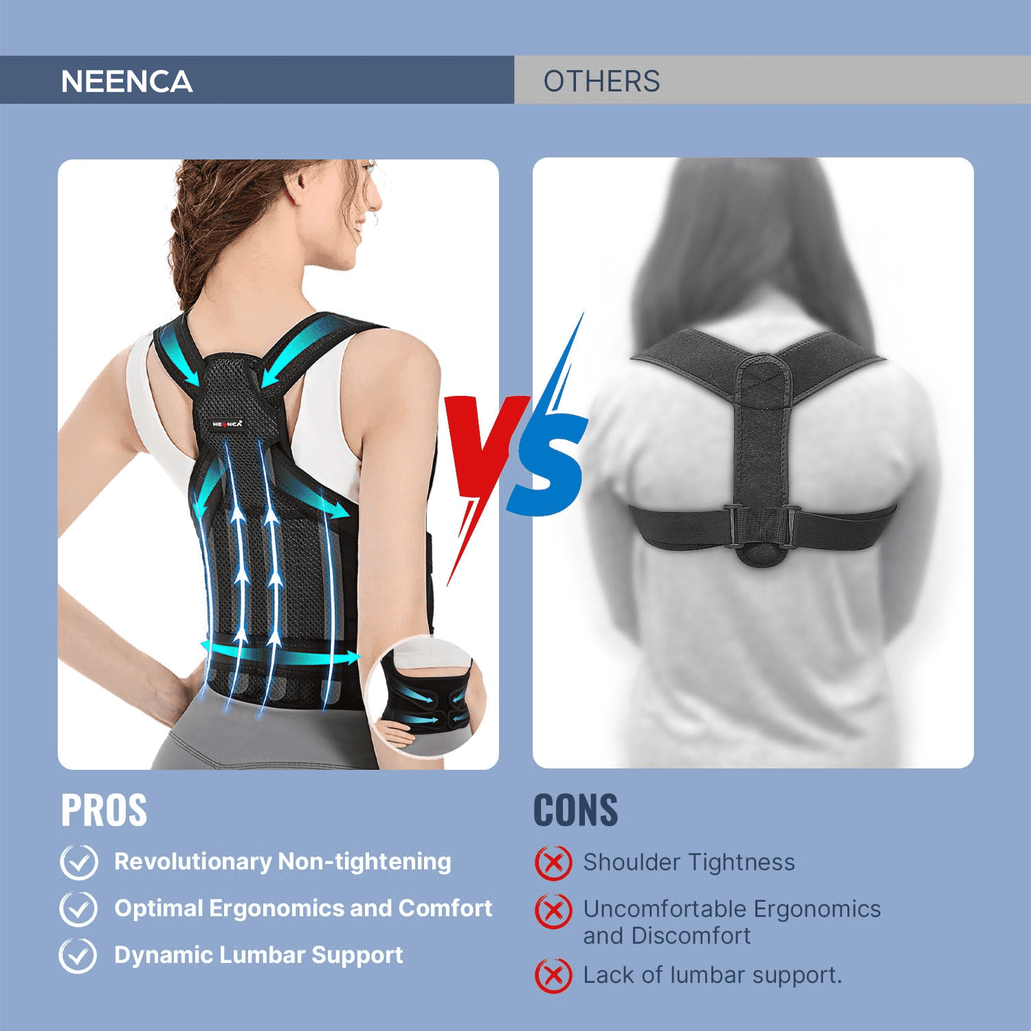 Wellco Large Back Brace Lumbar Support Shoulder Posture Corrector for Women/Men Back Pain Relief, Black