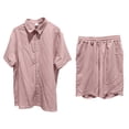 thumbnail image 3 of Short Sets for Men Short Sleeve Button Down Collared Shirt and Bermuda Shorts 2 Piece Matching Set Beach Outfit Set, 3 of 5