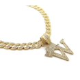 thumbnail image 2 of iJewelry2 Kings and Queens Crowned Initial Letter W Crystals Pendant Gold-tone Cuban Linked Chain Necklace, 2 of 3