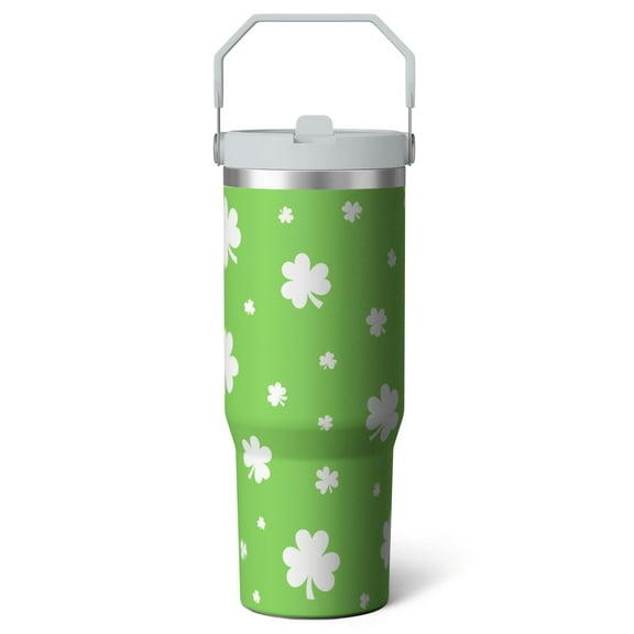 1pc St. Patrick's Day 30oz Tumbler with Straw & Handle - Insulated Stainless Steel Cup | Holiday Gift for Man Women (Christmas, Valentine's, Birthday)
