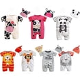 thumbnail image 5 of stylesilove Newborn Infant Toddler Cute Animal Baby Costume Jumpsuit and Hat 2pcs Cotton Romper Outfit, 5 of 26