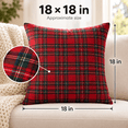 thumbnail image 2 of Christmas Tartan Plaid Throw Pillow, Holiday Decor Cushion for Sofa, Couch, Bed, Living Room, Bedroom, Porch, Office and Festive Fall Winter Home Decoration​, Red, 2 of 7