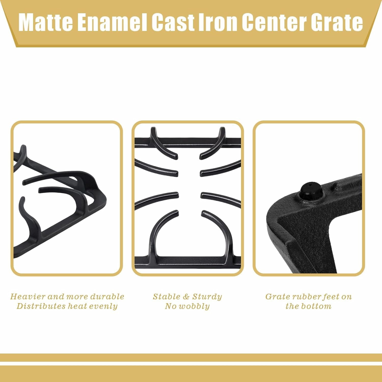 Upgraded 316202405 Cast Iron Stove Burner Grate Set for Frigidaire Kenmore Gas Ranges, Gas Stove Burner Grates Replacement Parts, 8.8 x 8.8 Inch Grates 4 Pcs
