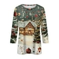 thumbnail image 5 of Women's Christmas Holiday Sweater Festive Winter Scene with Snowy Cottage and Christmas Tree, Long Sleeve Pullover, 5 of 5