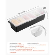 VEVOR Ice Cooled Condiment Serving Container, 6 Compartments Chilled Server, Fruit Veggie Condiment Caddy, Plastic Garnish Station Lid Dispenser Tray,for Bartending & Serving Taco Restaurant Supplies