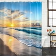 thumbnail image 3 of Ocean Sunset Waterproof Fabric Shower Curtain,Beach Blue Sky Coastal Seashore Summer Waterproof Fabric Shower Curtain for Bathroom Curtains Bathtubs Shower Curtains with 12 Hooks Extra Long 72x84, 3 of 8