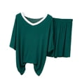 thumbnail image 2 of gbyLJF Women's V-neck Sleepwear Loose Fit Short Sleeve Shorts Pajama Set Two Piece Homewear Outfits for Summer, 2 of 6