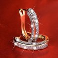 thumbnail image 3 of Kcodviy New Fashion Round Diamond Earrings Women Silver Gold Rosegold Glitter 3 Earrings Set For 3 Holes Diamond Ear Earrings For Women Drop Earrings Door Knocker Earrings Candy Heart Neck, 3 of 7