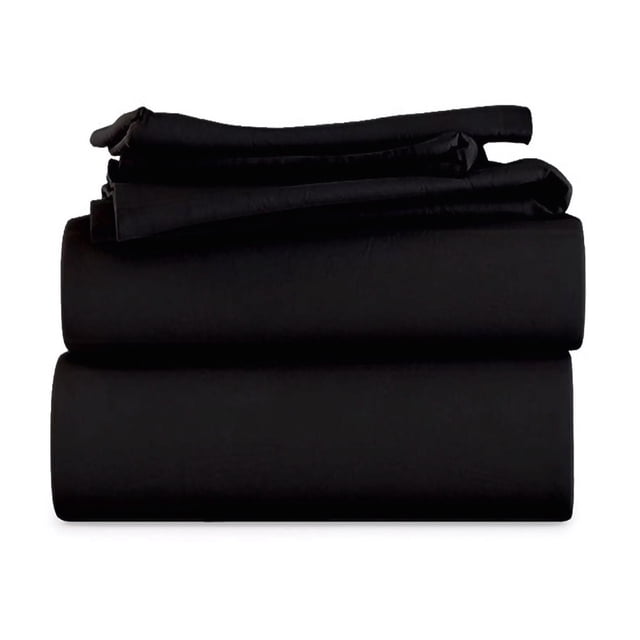 LuckShree RV King Size 4-PC Sheet Set - 1000-TC Giza Cotton 24" Extra Deep Pockets - Black Color