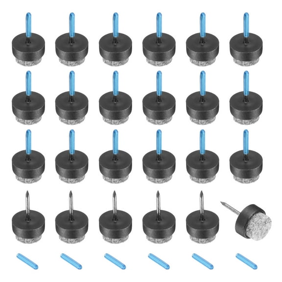 Uxcell 24Pcs Nail-on Felt Furniture Pads, Round Felt Pads Furniture Sliders Floor Protectors for Wooden Furniture Table Sofa Chair Leg (14mm, Black)