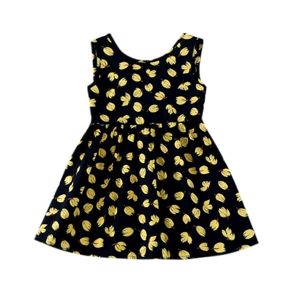 Utlike Girls Dresses Casual Princess Children Kids Sleeveless Cotton Floral Party Summer Dress Dress&Skirt Girls Easy Care Play Sundress Size 6 Years-7 Years
