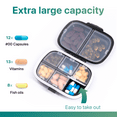 thumbnail image 3 of Sukuos Daily Use Pill Organizer, 8 Compartment, Easy to Open, Large Capacity, Portable, Black, 1 Pack, 3 of 8