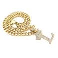 thumbnail image 3 of Unique Fashion 21 Hip Hop Stone Filled Initial L Pendant 9 mm 18 inches Cuban Chain Necklace, 3 of 5