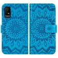 thumbnail image 3 of Compatible with Metro TCL Ion X/Ion V/40Z T607DL Wallet Phone Case and Tempered Glass Screen Protector Flip Credit Card Holder Stand Mandala Flower Cell Cover for IonX T430W IonV 2023 Women Blue, 3 of 8