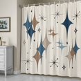 thumbnail image 5 of Colorful Stars Shower Curtain, Vintage Blue Khaki Brown Star Shiny Diamonds Linen Texture Waterproof Shower Curtain Set with 12 Hooks Lightweight Bath Curtains Fabric Bathroom Decor 72x84 Inches, 5 of 9