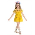 thumbnail image 7 of HNMKIU Halloween Clothes Girls Off Shoulder Mexican Folk Jumpsuit Rose Day Of The Dead Outfit Elegant Fancy Dress Party Wear Yellow,5-6 Years, 7 of 7